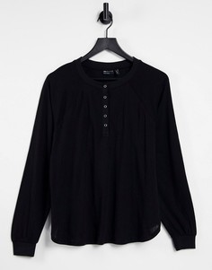Черный топ в стиле oversized на кнопках с длинными рукавами ASOS DESIGN-Черный цвет