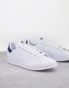 Белые кроссовки с темно-синей нашивкой adidas Originals Primegreen Stan Smith-Белый