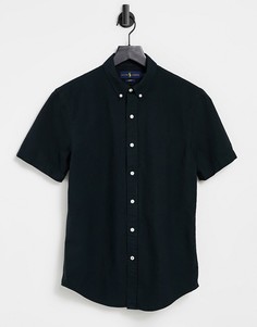 Черная оксфордская рубашка узкого кроя на пуговицах с короткими рукавами и логотипом Polo Ralph Lauren-Черный цвет