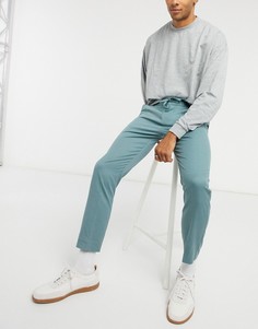 Шалфейно-зеленые зауженные брюки-джоггеры в строгом стиле Topman-Зеленый цвет