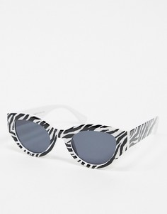 Солнцезащитные очки в стиле ретро с овальной оправой «кошачий глаз» и зебровым принтом AJ Morgan-Многоцветный