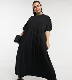 Черное платье с присборенной юбкой макси COLLUSION Plus-Черный цвет