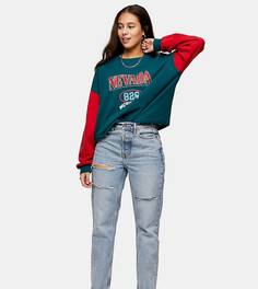 Рваные выбеленные джинсы в винтажном стиле Topshop Petite-Голубой