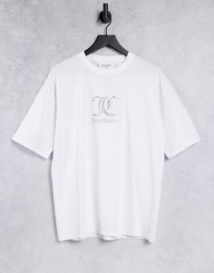 Белая oversized-футболка c логотипом из стразов Juicy Couture-Белый