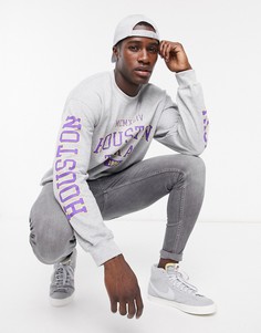 Серый свитшот с принтом в университетском стиле Topman