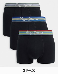 Набор из трех боксеров-брифов с поясом в полоску Pepe Jeans Jivin-Черный цвет