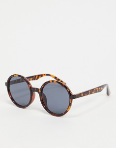 Круглые солнцезащитные очки в тонкой черепаховой оправе New Look-Коричневый цвет