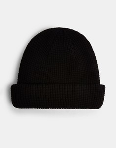 Черная шапка-бини с вафельной текстурой Topman-Черный цвет