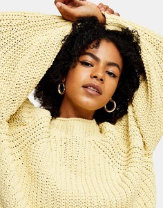 Желтый укороченный джемпер из синели Topshop
