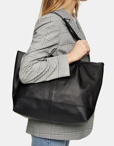 Кожаная сумка-тоут с заклепками на ручках Topshop-Черный