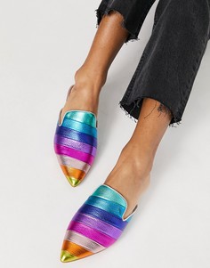 Кожаные мюли-слипоны радужной расцветки Kurt Geiger London Kita-Многоцветный