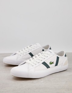 Бело-зеленые кроссовки с полосками по бокам Lacoste Sideline-Белый