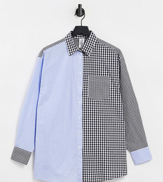 Oversized-рубашка в клетку с дизайном в виде соединенных частей COLLUSION-Многоцветный