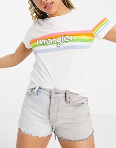 Белая футболка с графическим принтом радуги Wrangler-Белый