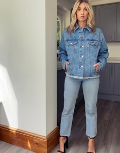 Голубая выбеленная джинсовая куртка с необработанными краями Topshop-Голубой