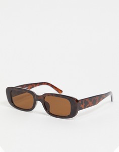 Коричневые солнцезащитные очки в прямоугольной черепаховой оправе Weekday Cruise-Коричневый цвет Monki