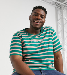 Синяя футболка в полоску Another Influence Plus-Голубой