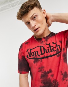 Красная футболка с эффектом кислотной стирки Von Dutch-Красный