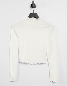 Белый кроп-топ с высоким воротником и волнистыми краями ASOS DESIGN