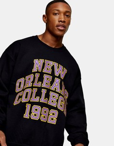 Черный свитшот с принтом «New Orleans» Topman-Черный цвет