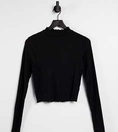 Черный кроп-топ с высоким воротником и волнистыми краями ASOS DESIGN Tall