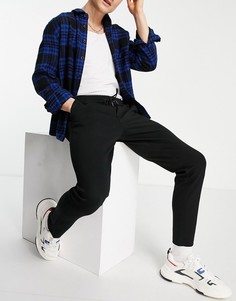 Черные трикотажные брюки с затягивающимся шнурком на талии Jack & Jones Intelligence-Черный цвет