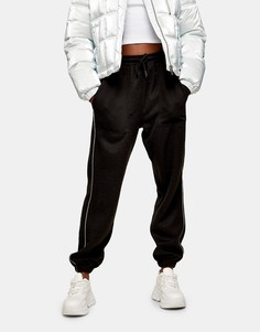 Черные флисовые oversize-джоггеры Topshop-Черный цвет
