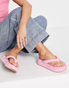 Розовые сандалии с V-образным ремешком на толстой подошве ASOS DESIGN Ferris-Розовый цвет