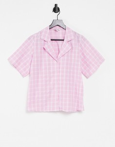 Розовая рубашка в клетку Monki Majlis-Розовый цвет