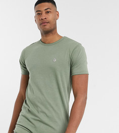 Длинная футболка цвета хаки с необработанным краем Le Breve Tall-Зеленый цвет