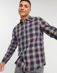 Рубашка в темно-синюю и фиолетовую клетку Topman-Темно-синий