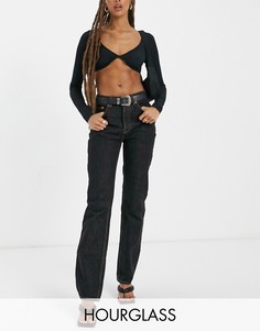 Черные выбеленные джинсы прямого кроя с классической талией в стиле 90-х ASOS DESIGN Hourglass-Черный