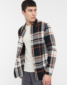 Рубашка в серую, черную и оранжевую клетку Topman-Многоцветный