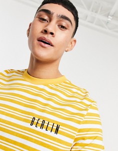 Желтая полосатая футболка с принтом "Berlin" ASOS DESIGN-Желтый