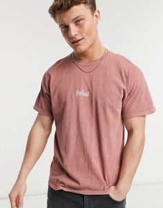 Oversized-футболка рыжего цвета с вышитой надписью "Portland" Topman-Красный