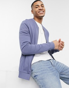 Фиолетовая трикотажная куртка-пилот ASOS DESIGN-Темно-синий