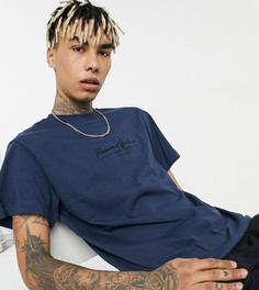 Темно-синяя футболка с логотипом-надписью Reclaimed Vintage Inspired-Оранжевый