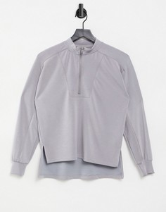 Серый премиум-свитшот из модала с короткой молнией от комплекта Pieces