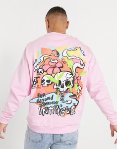 Свитшот в стиле oversized с принтом раскрашенного черепа ASOS DESIGN-Розовый цвет