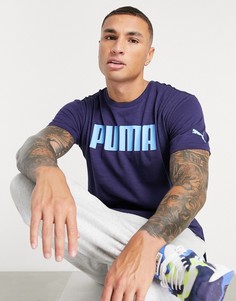 Темно-синяя футболка с короткими рукавами и графическим принтом PUMA-Темно-синий