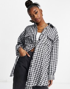 Oversized-рубашка в мелкую черную клетку Missguided-Черный цвет