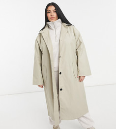 Светло-бежевый тренч бойфренда в стиле oversized ASOS DESIGN Curve Hero