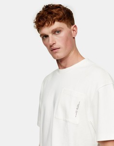 Фактурная футболка цвета экрю с карманом Topman-Белый