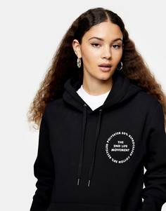 Черный худи с графическим принтом Topshop-Черный цвет