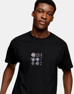 Черная футболка с принтом Topman-Черный цвет