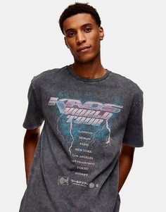 Черная футболка с принтом Topman-Черный цвет