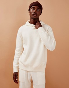 Пушистый вязаный худи цвета экрю Topman-Белый