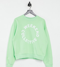 Ярко-зеленый oversize-свитшот с логотипом от комплекта ASOS Weekend Collective-Зеленый цвет