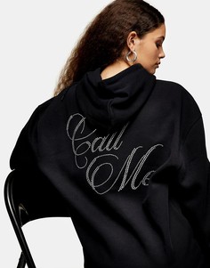 Черный худи с принтом в виде надписи "call me" Topshop-Черный цвет