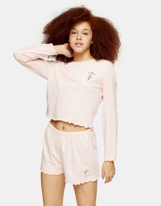 Пижама персикового цвета с длинными рукавами Topshop-Розовый цвет